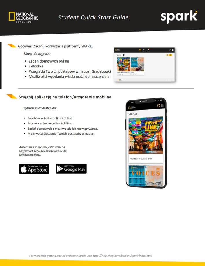 Instrukcja platformy Spark angielski dla dzieci